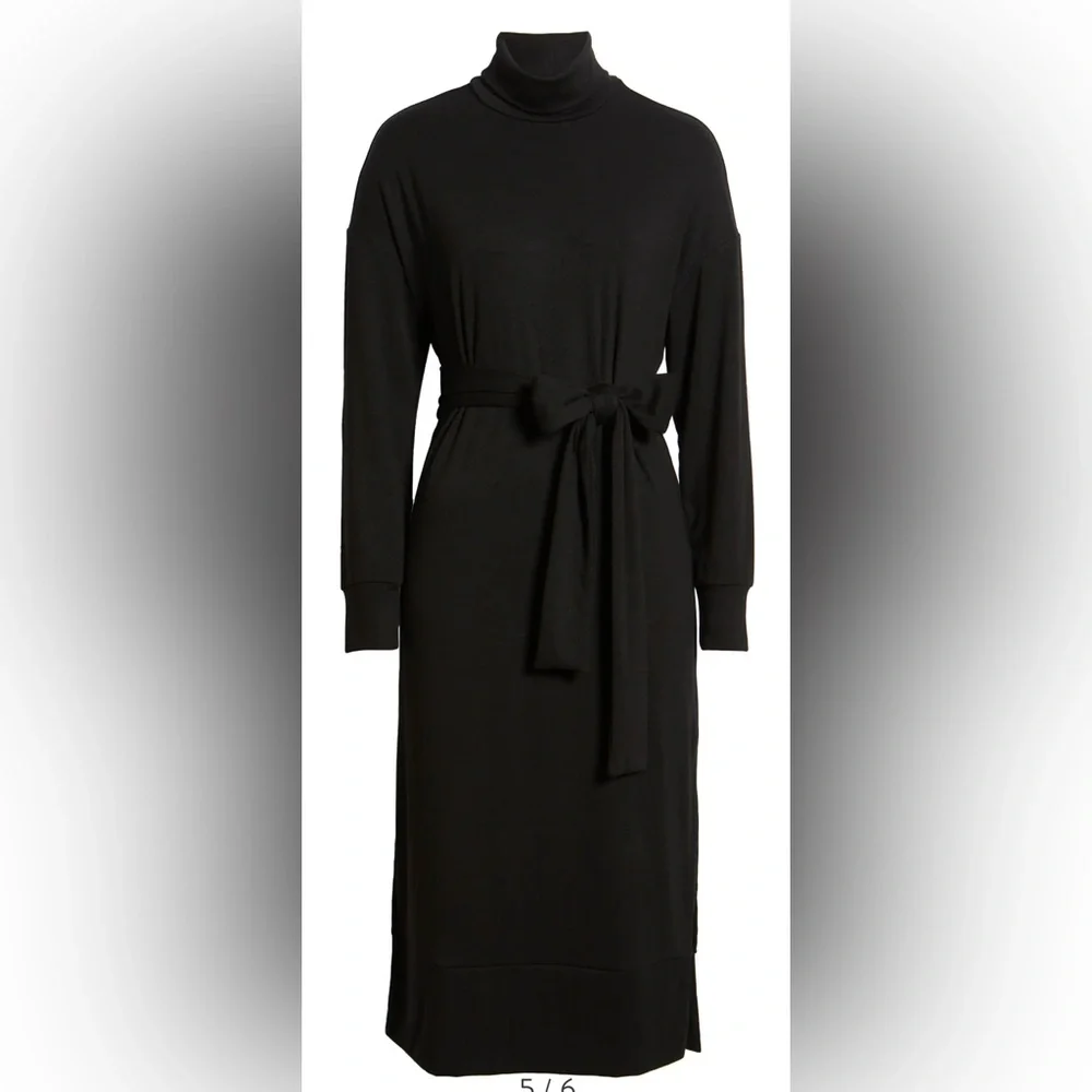 Caslon Tie Waist Long Sleeve Turtleneck Midi Dress size XS NWT - Picture 1 of 11